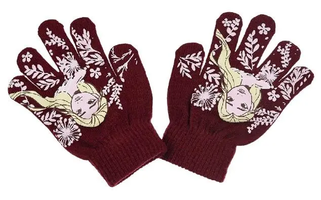 Luvas Bordeux Elsa com Folhas - Frozen
