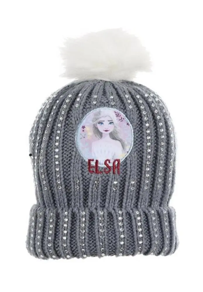 Gorro Cinzento de Malha com Pompom e Brilhantes (52) - Frozen