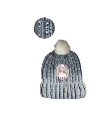 Gorro Cinzento de Malha com Pompom e Brilhantes (54) - Frozen