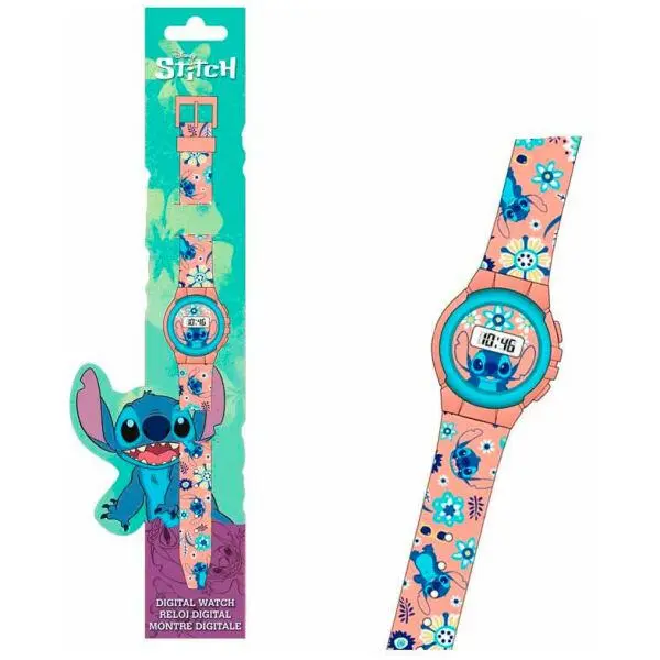 Relógio Digital Rosa com Flores - Lilo & Stitch