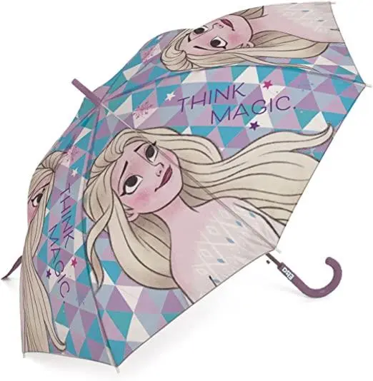 Guarda Chuva Triangulos Azul Elsa Automático 48cm - Frozen