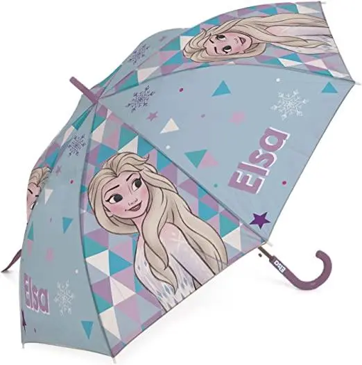 Guarda Chuva Triangulos Azul Claro Elsa Automático 48cm - Frozen