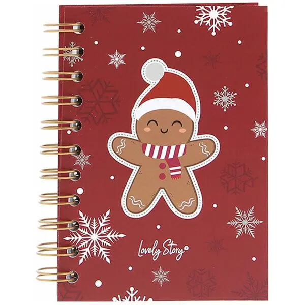 Caderno A6 de argolas vermelho com Boneco em Bolacha - Lovely Story