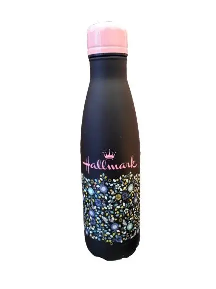 Garrafa Térmica Preta e Rosa c/ Flores 500ml - Hallmark