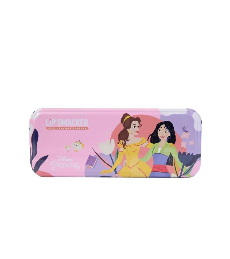 Conjunto de Maquilhagem em lata Metálica Tripla "Lip Smackers" Mulan e Bella - Disney Princesas