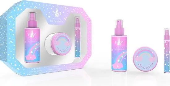 Conjunto Perfume 150ml Unicórnio + Perfume Miniatura + Creme Corporal "Eau my Unicorn"