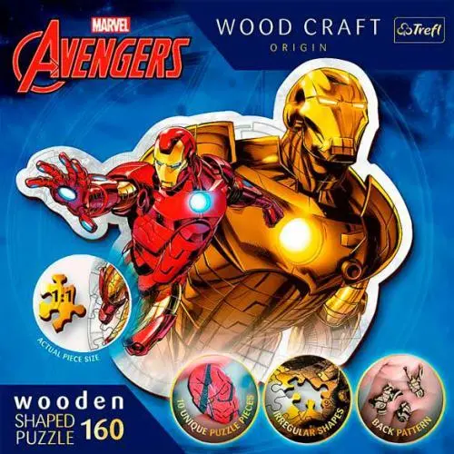 Trefl - Iconic Collection - Puzzle Madeira Valente Homem de Ferro (160 pcs)