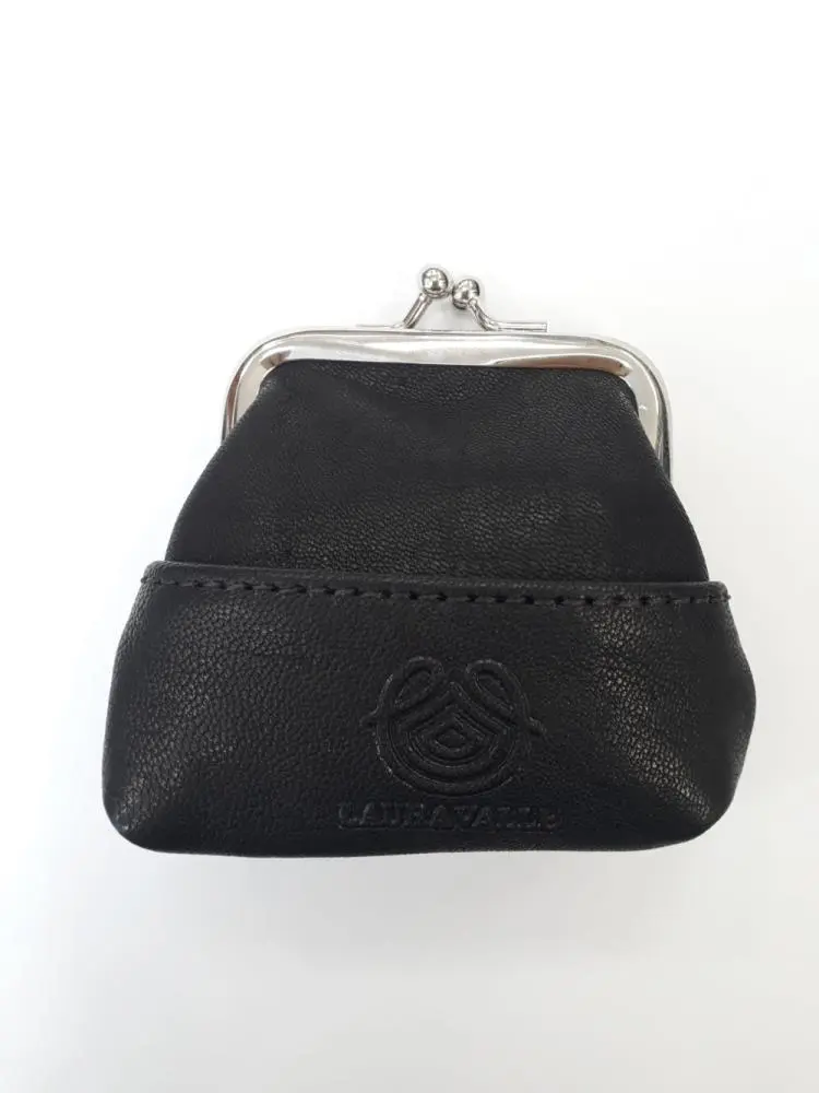 Porta Moedas Plano Nappa com Fecho em Borboleta Preto - LauraValle