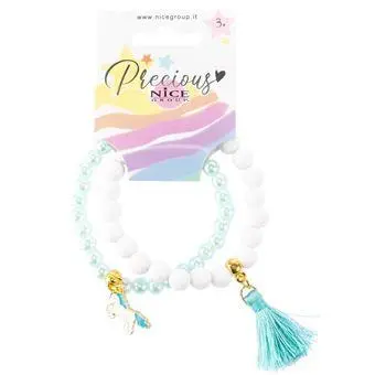 Pulseiras de Missangas Branca e Verde com Unicórnio "Precious" - Nice