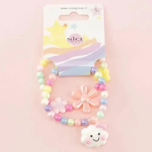 Pulseiras de Missangas colorida com Flor e Nuvem "Precious" - Nice