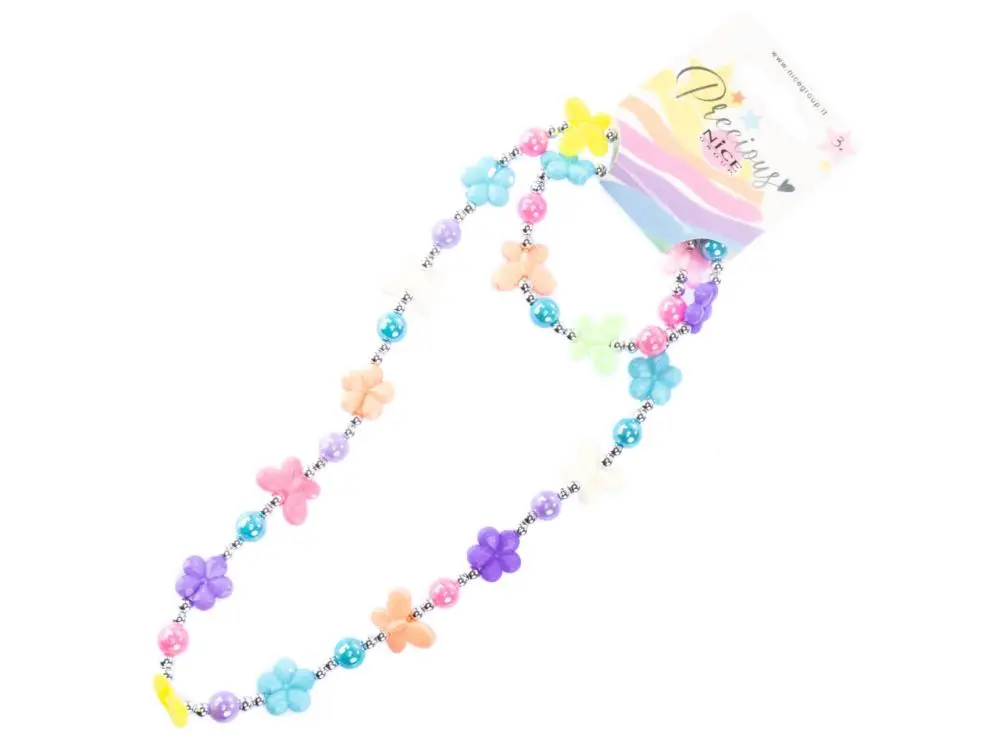Fio e Pulseira de Missangas Coloridas com Flores "Precious" - Nice
