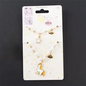 Fio e Pulseira de Missangas Brancas com Estrelas e Unicórnio "Precious" - Nice