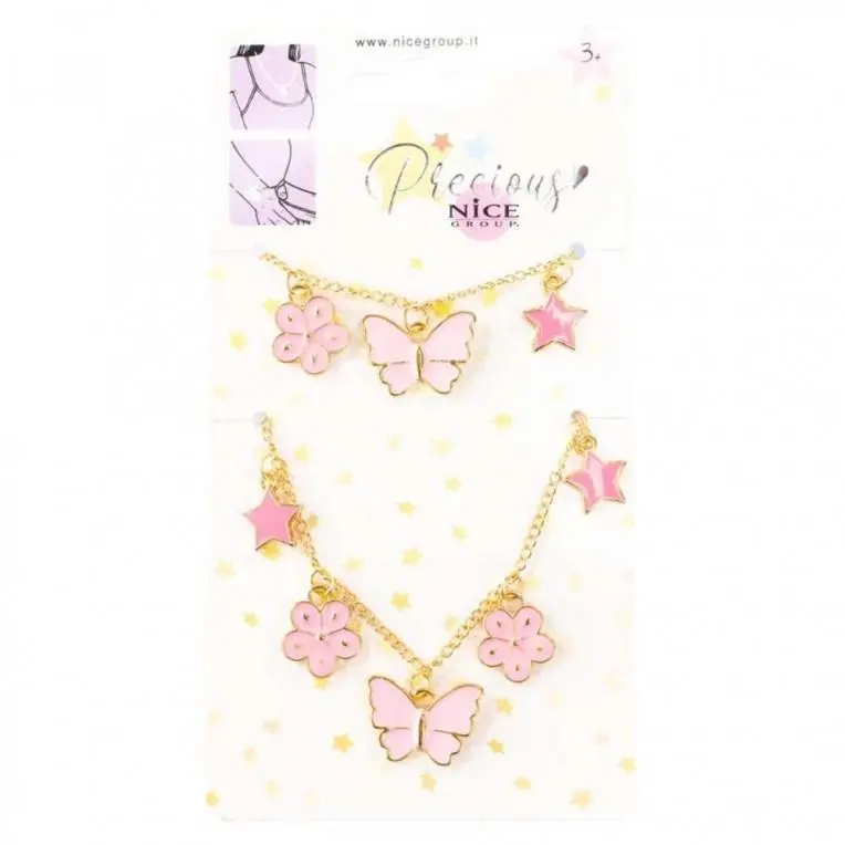 Fio e Pulseira de Corrente com Estrelas e Borboletas "Precious" - Nice
