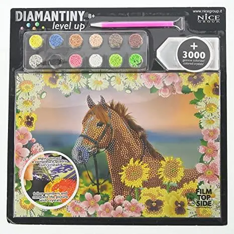 Pintura de Diamante Cavalo Castanho com Flores "Level Up" - Nice