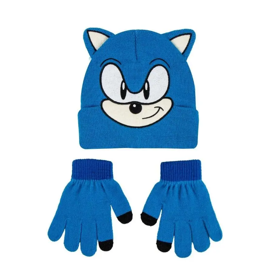 Sonic - Conjunto Gorro com Luvas Azul Escuro