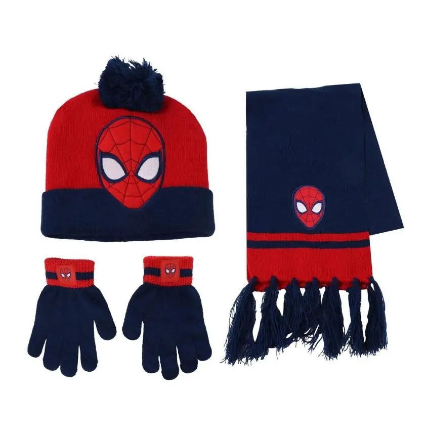 Spider-Man - Conjunto Gorro com Luvas e Cachecol Azul Escuro