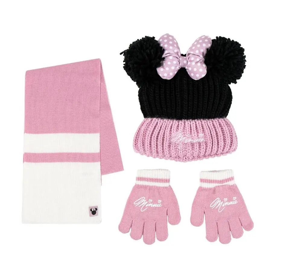 Conjunto Gorro com Luvas e Cachecol Azul Escuro e Cinzento - Mickey