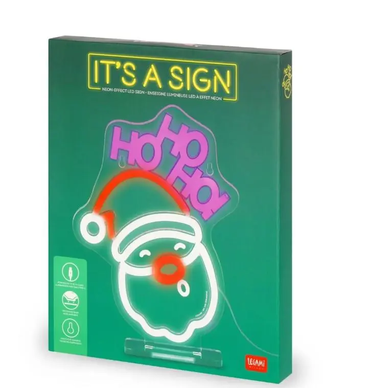 Legami - Lâmpada LED com Efeito Néon - HoHoHo Pai Natal - It's a Sign
