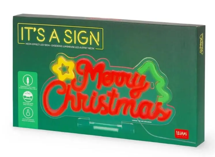 Legami - Lâmpada LED com Efeito Néon - Feliz Natal - It's a Sign
