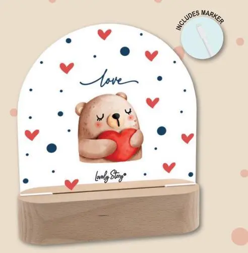 Lovely Story - Lâmpada c/ Base em Madeira Urso HUG