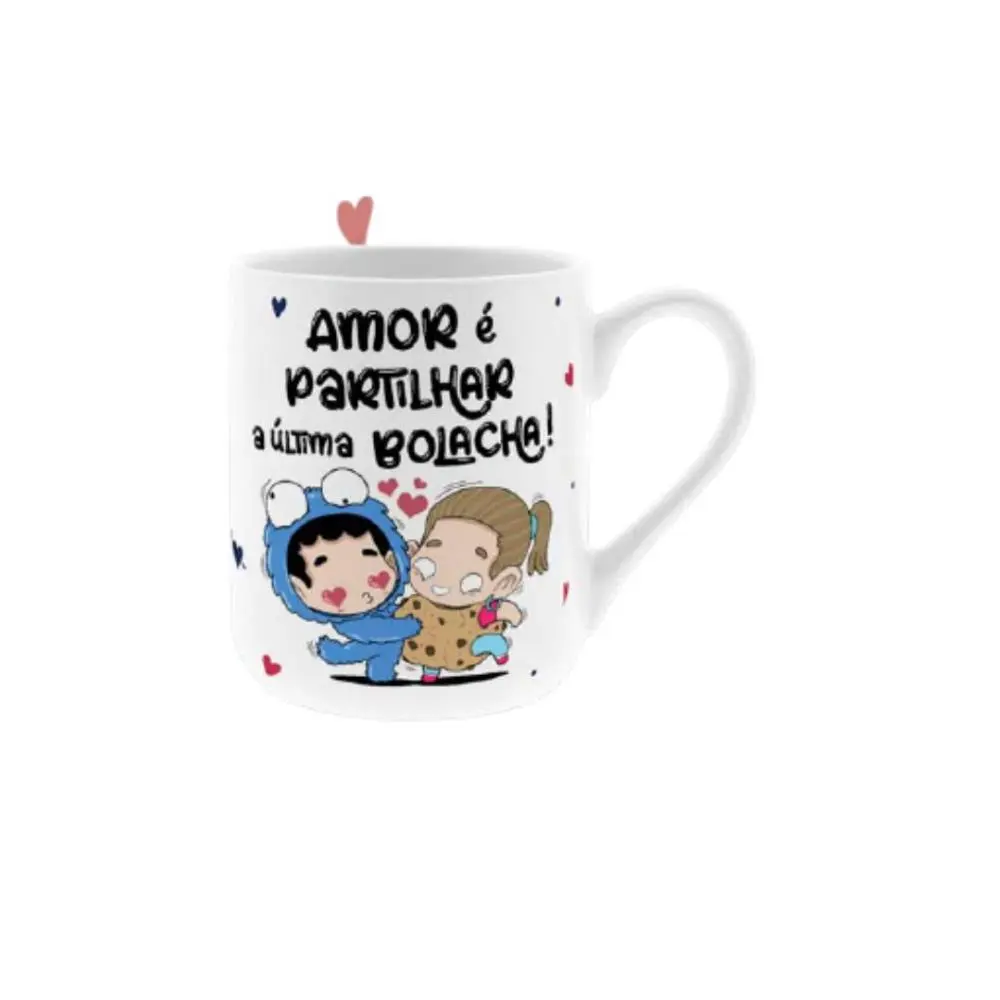 Lovely Story - Caneca de Cerâmica - Amor É Partilhar A Última Bolacha (330 ml)