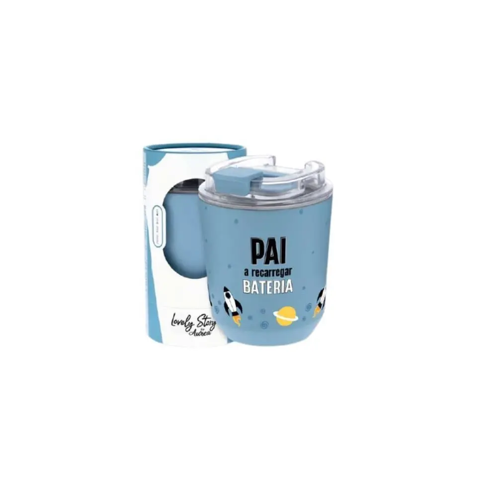 Copo Térmico (280ml) Petrol Blue "Pai a Recarregar Bateria"  - Lovely Story