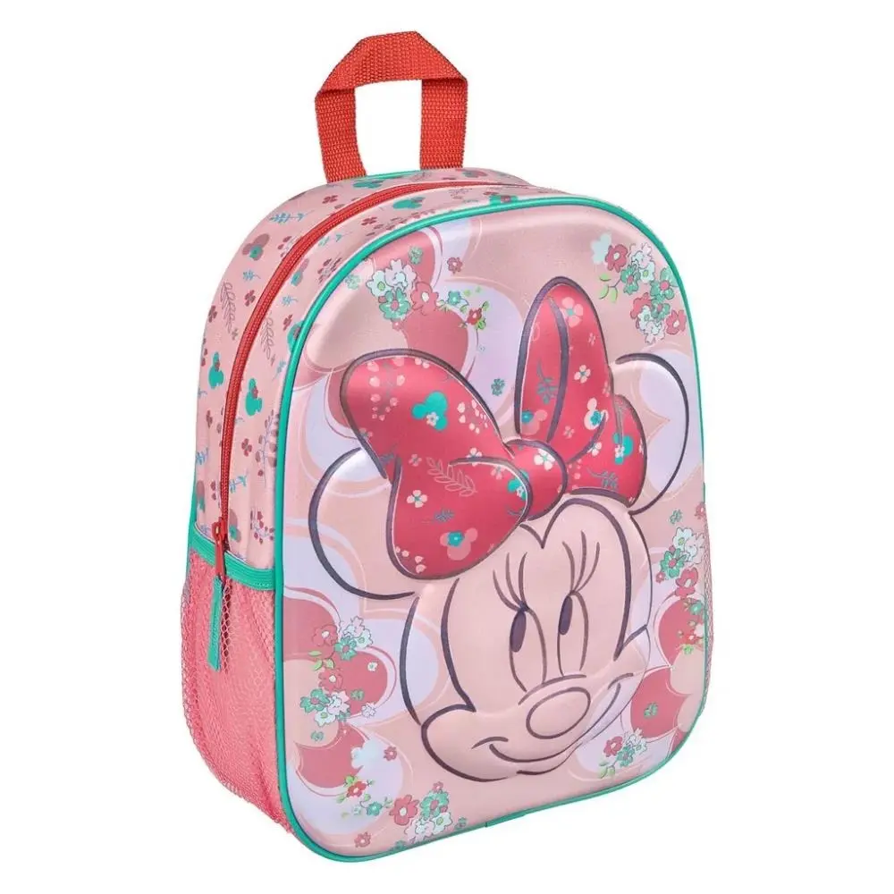 Mochila Infantário Rosa Claro e Escuro 3D com Flores - Minnie