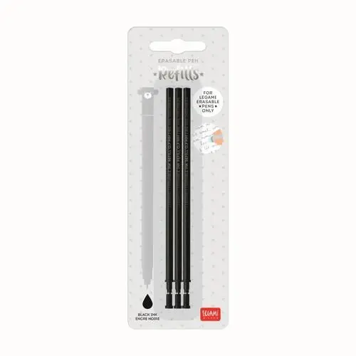 Recarga Preta para Caneta de Gel Apagável (3 unids) - Legami