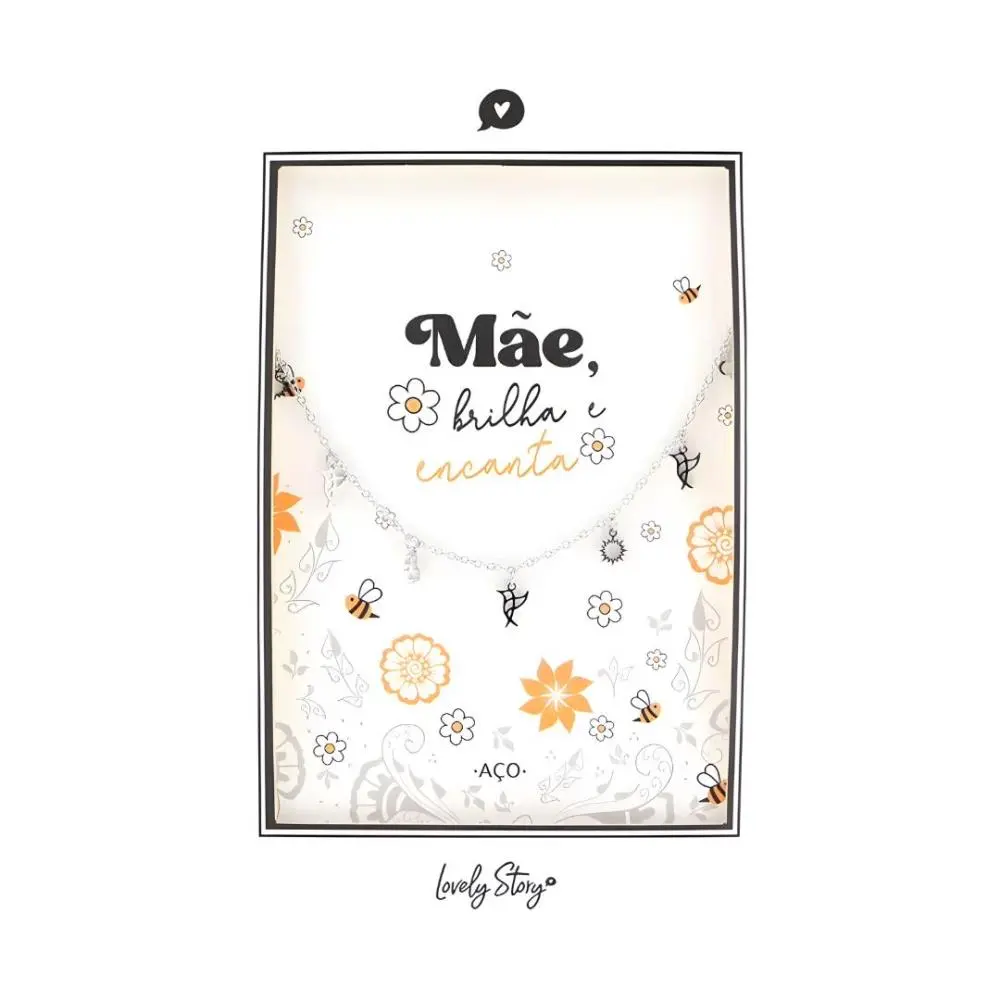 Colar de Aço Prateado Cardios "Super Mãe" - Lovely Story