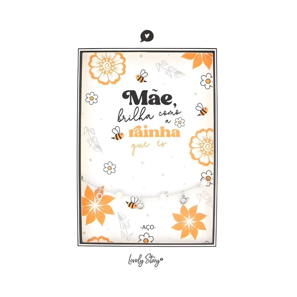 Lovely Story - Pulseira de Aço Prateado "Mãe, Brilha Como A Rainha Que És"
