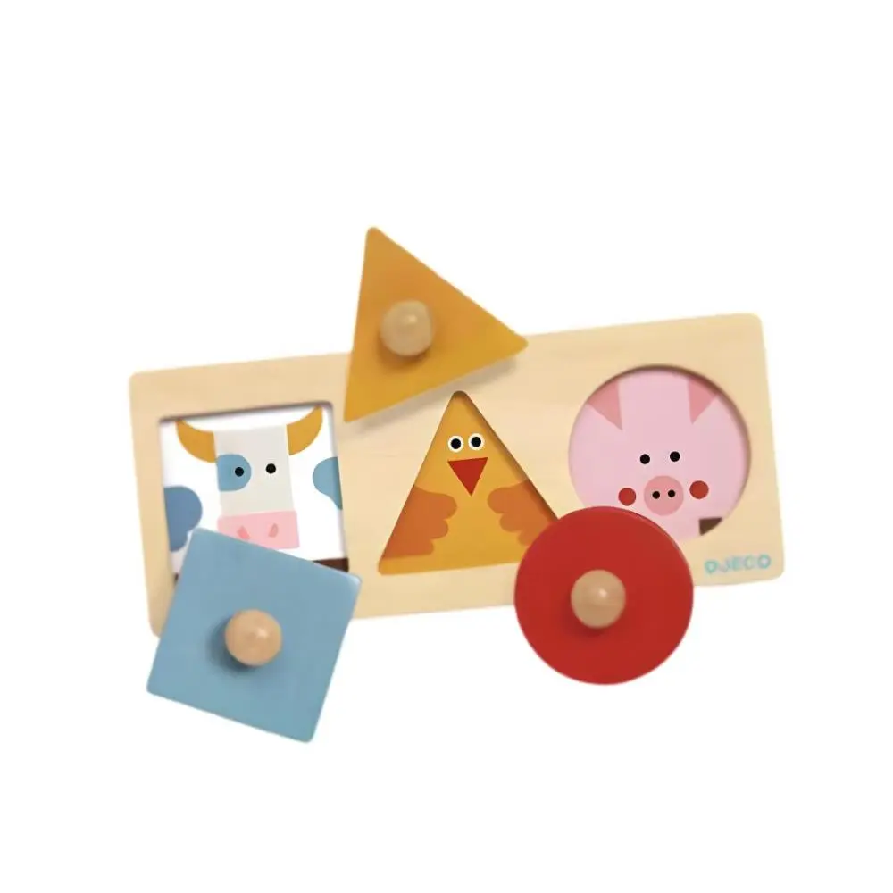 Djeco - Forma Basic - Puzzle c/ Pega Formas, Cores e Animais (+12m)