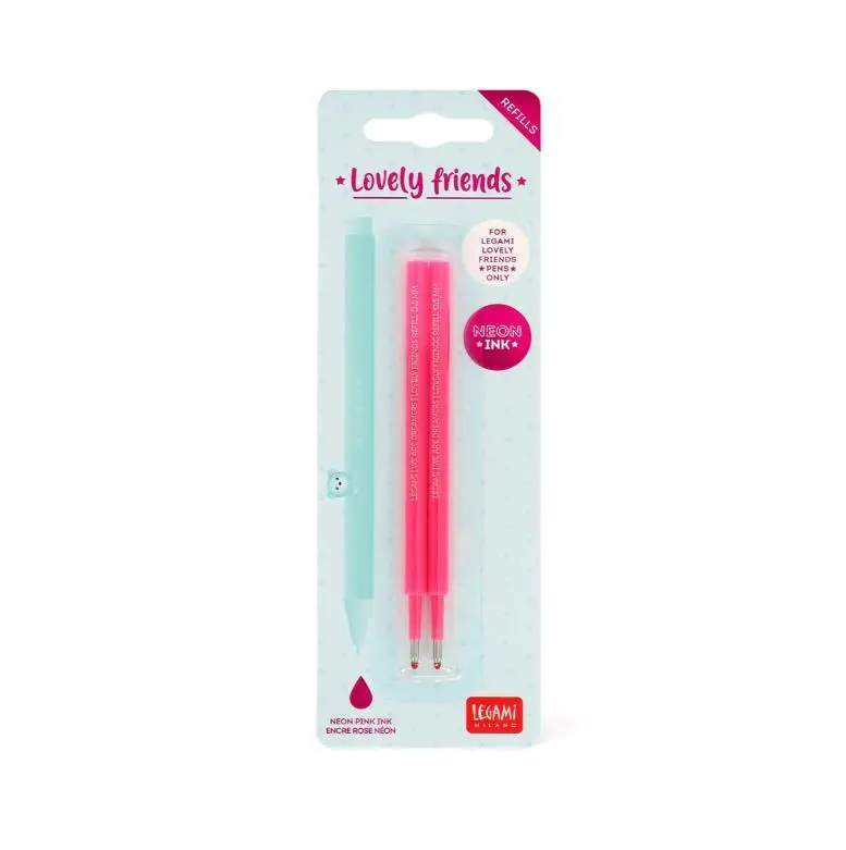 Legami - Recarga Rosa Néon para Caneta de Gel c/ Animal de Decoração (2 unids)