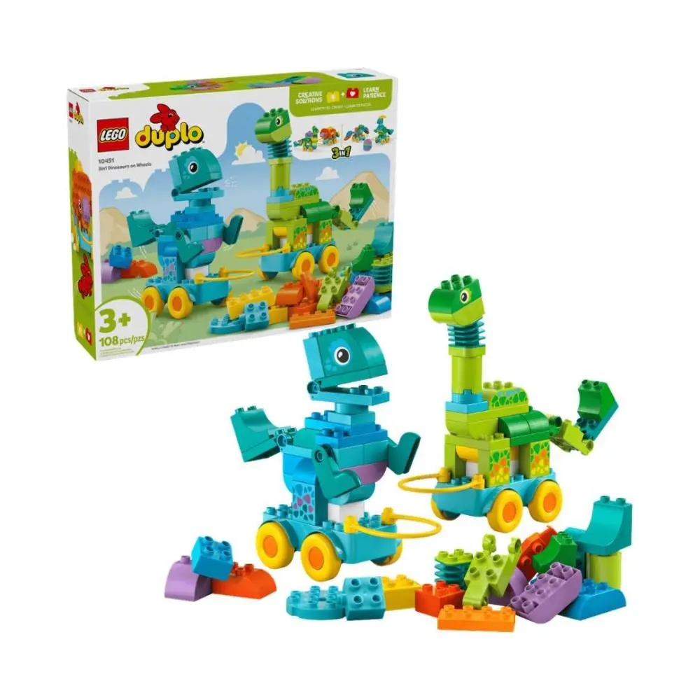 Lego - Duplo - Dinossauros Sobre Rodas 3em1 (108 pcs)