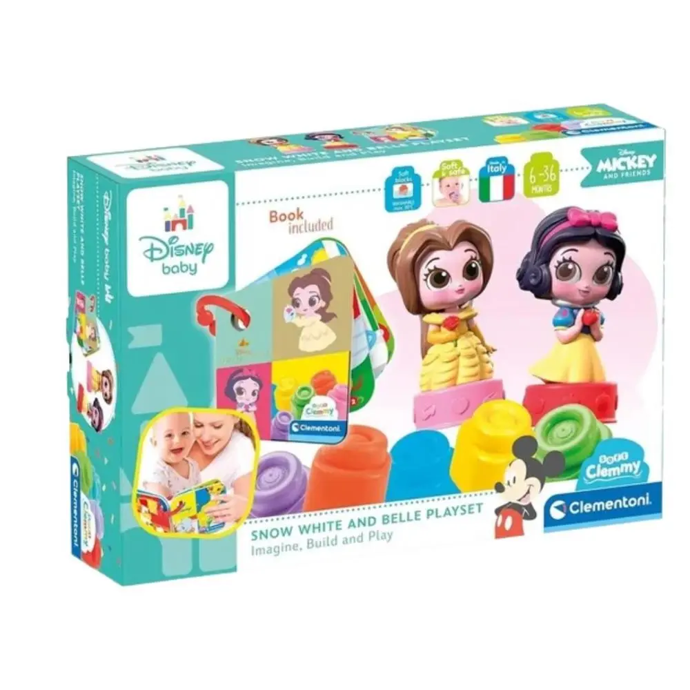 Clementoni - Soft Clemmy - Disney Princesas - Conjunto de Blocos e Livro