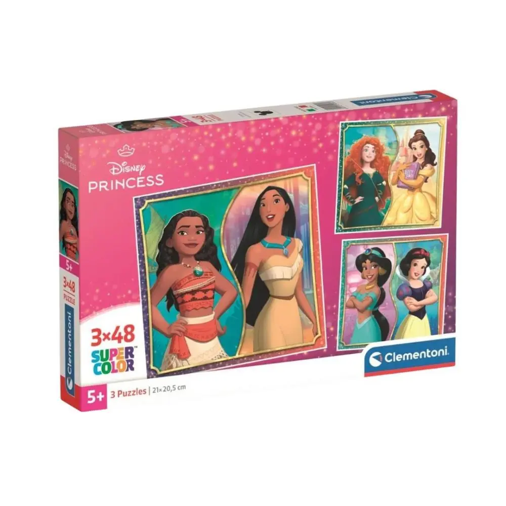 Clementoni - Puzzle - Disney - Princesas 3 Puzzles de 48 Peças
