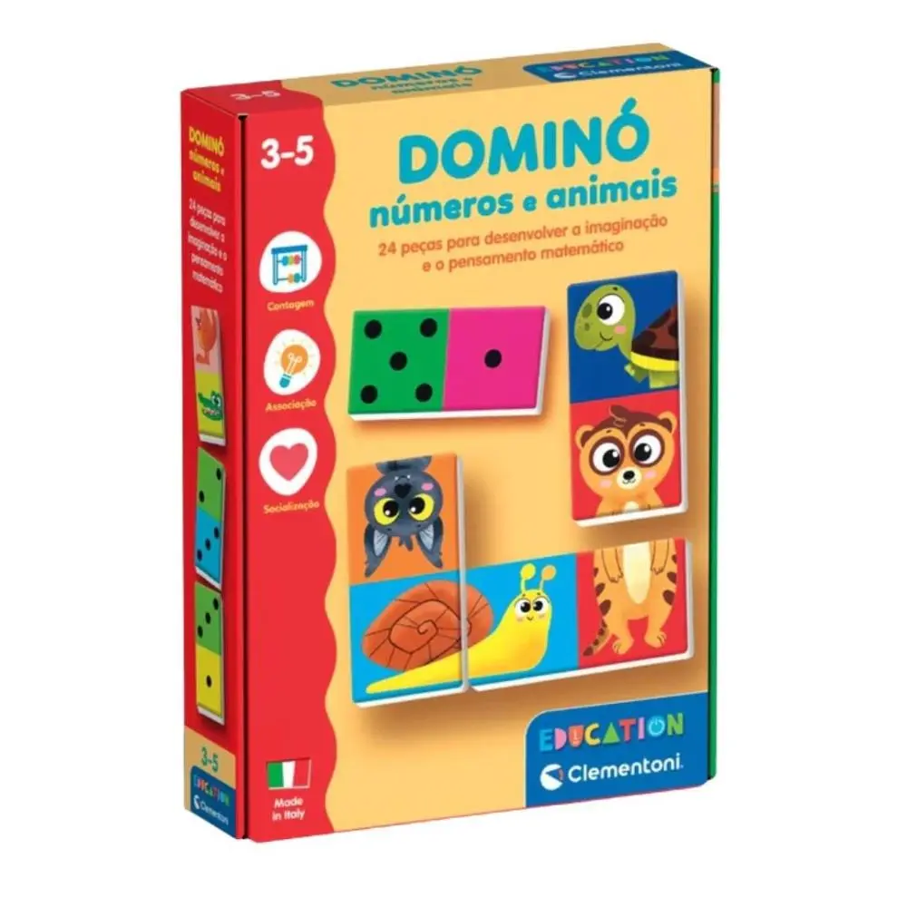 Clementoni - Jogos Educativos - Dominó Números e Animais
