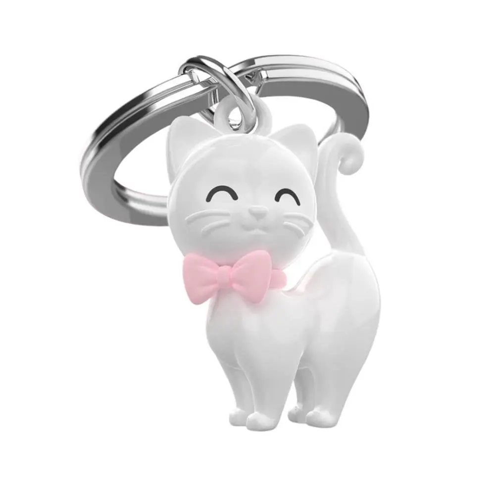 Metamorphose - Porta-Chaves Gato Branco com Laço Rosa