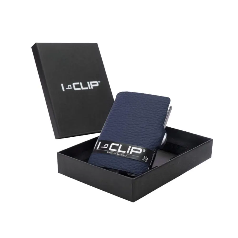 Porta-Cartões em pele Azul I-Clip