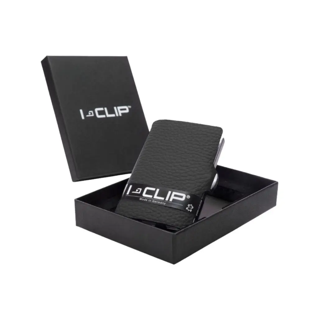 Porta-Cartões em pele Preto I-Clip