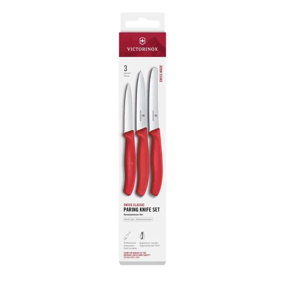 Victorinox - Facas para Verduras 3 peças Swiss Classic 11cm Vermelhas