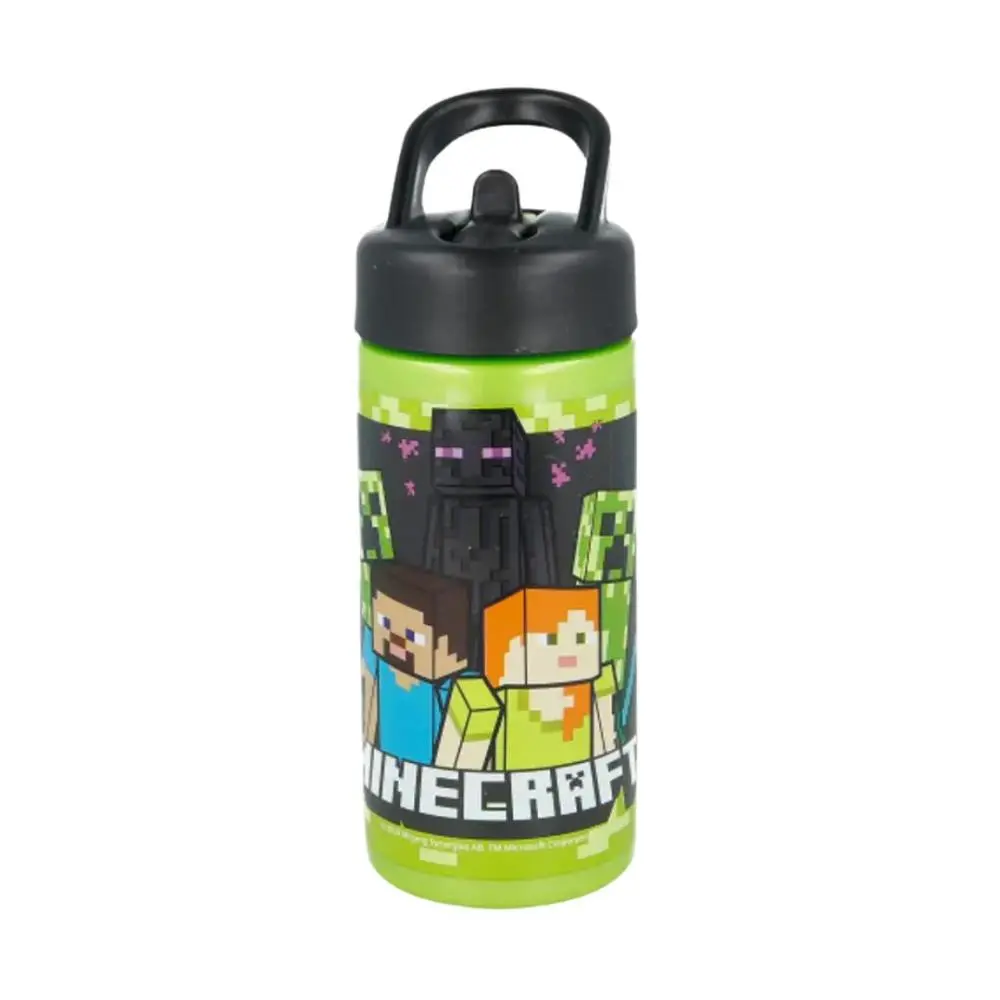 Garrafa Verde c/ Palhinha Retrátil (410 ml) - Minecraft