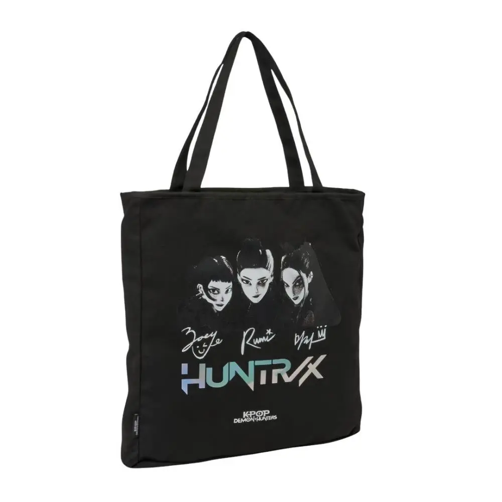 K-Pop - Saco Shopping Preto c/ Personagens c/ fecho