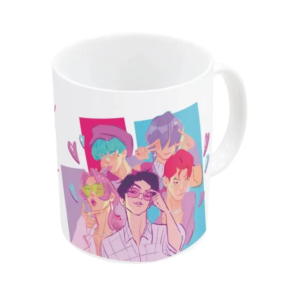 K-POP -  Caneca Cerámica Branca e Rosa (Saja Boys) 325ml