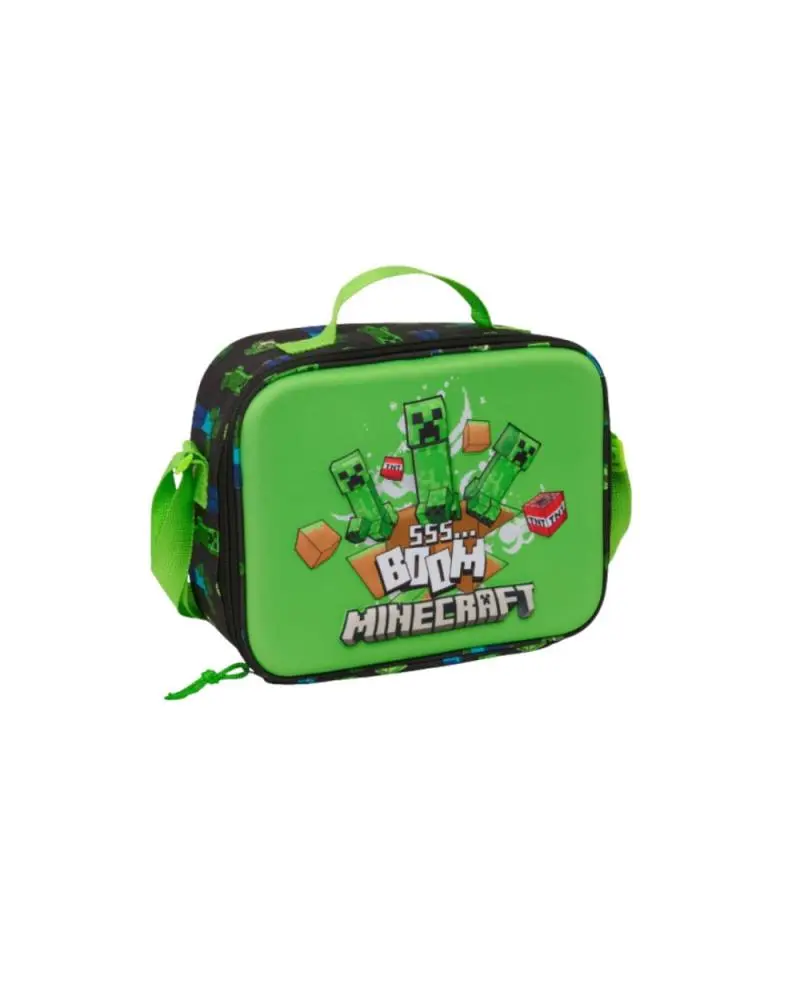 Minecraft - Lancheira Térmica C/ 3 Personagens Verdes "SSS...Boom"