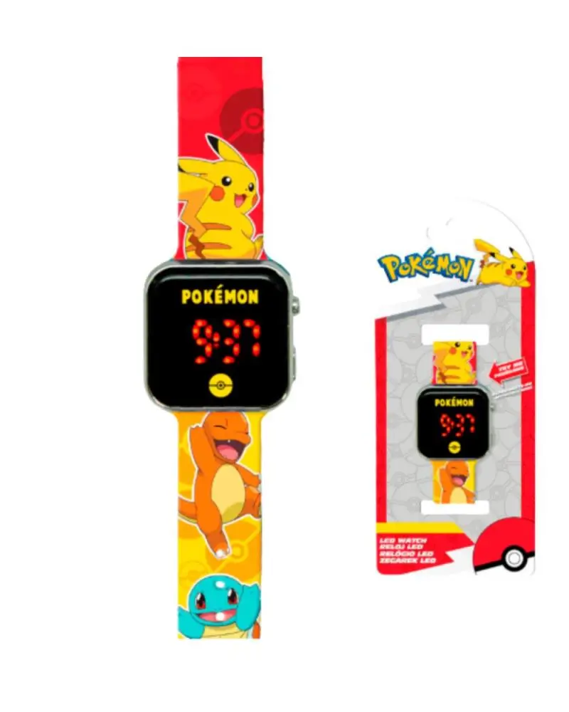 Relógio Digital Led Watch Amarelo e Vermelho Pikachu e Amigos  - Pokémon