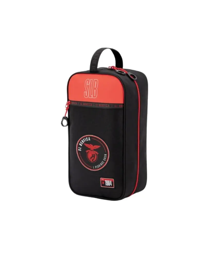SLB - Necessaire/Porta-Botas Preto Com Risca Vermelha, Fecho Vermelho E Logotipo