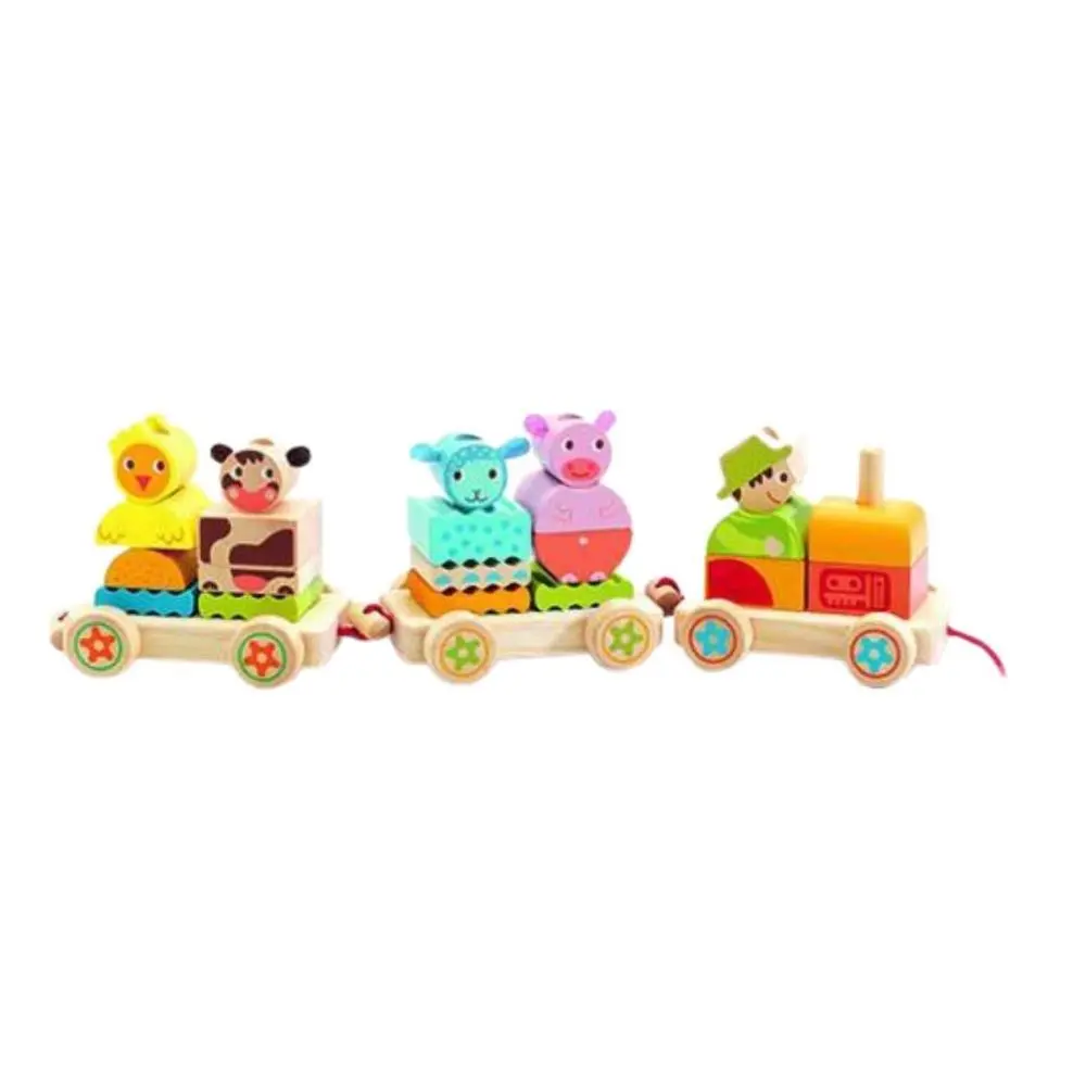 Djeco - Creaferme - Comboio c/ Animais p/ Empilhar e Puxar