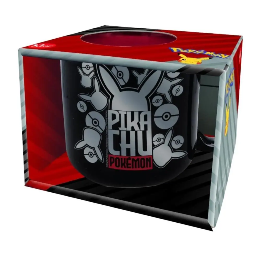 Pokémon - Caneca Larga de Porcelana Preta com Pikachu em Prateado (400 ml)
