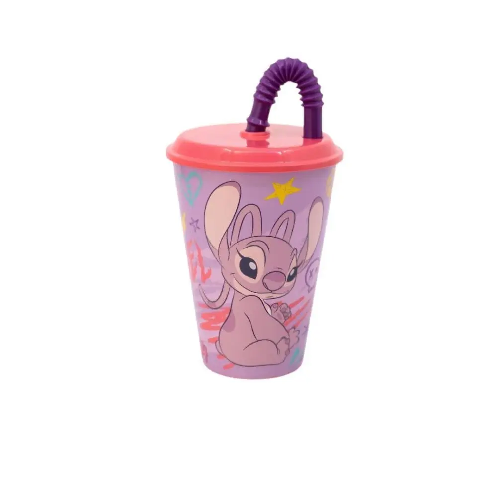 Stitch - Copo lilás c/ Palhinha Roxa Angel 430 ml