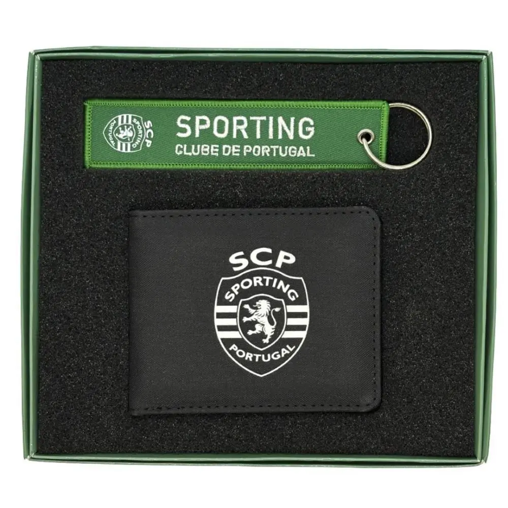 SCP - Conjunto Carteira preta + Porta-Chaves SPORTING